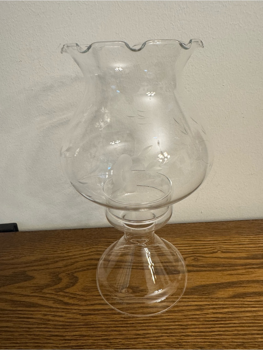 Vintage Princess House Heritage Crystal Etched 2-Piece Hurricane Candle Lamp